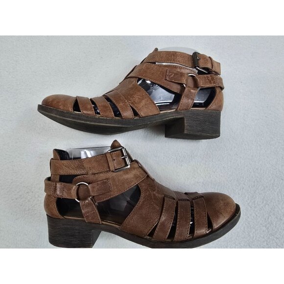 Treasure & Bond Womens Size 6.5 Faux Leather Strappy Ankle Boots Stacked Heel - Picture 4 of 7